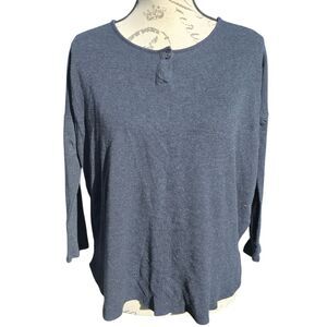 Hatch Navy Blue Stretch Henley Round Neck Long Sleeve T-Shirts‎ Size 0 - XS